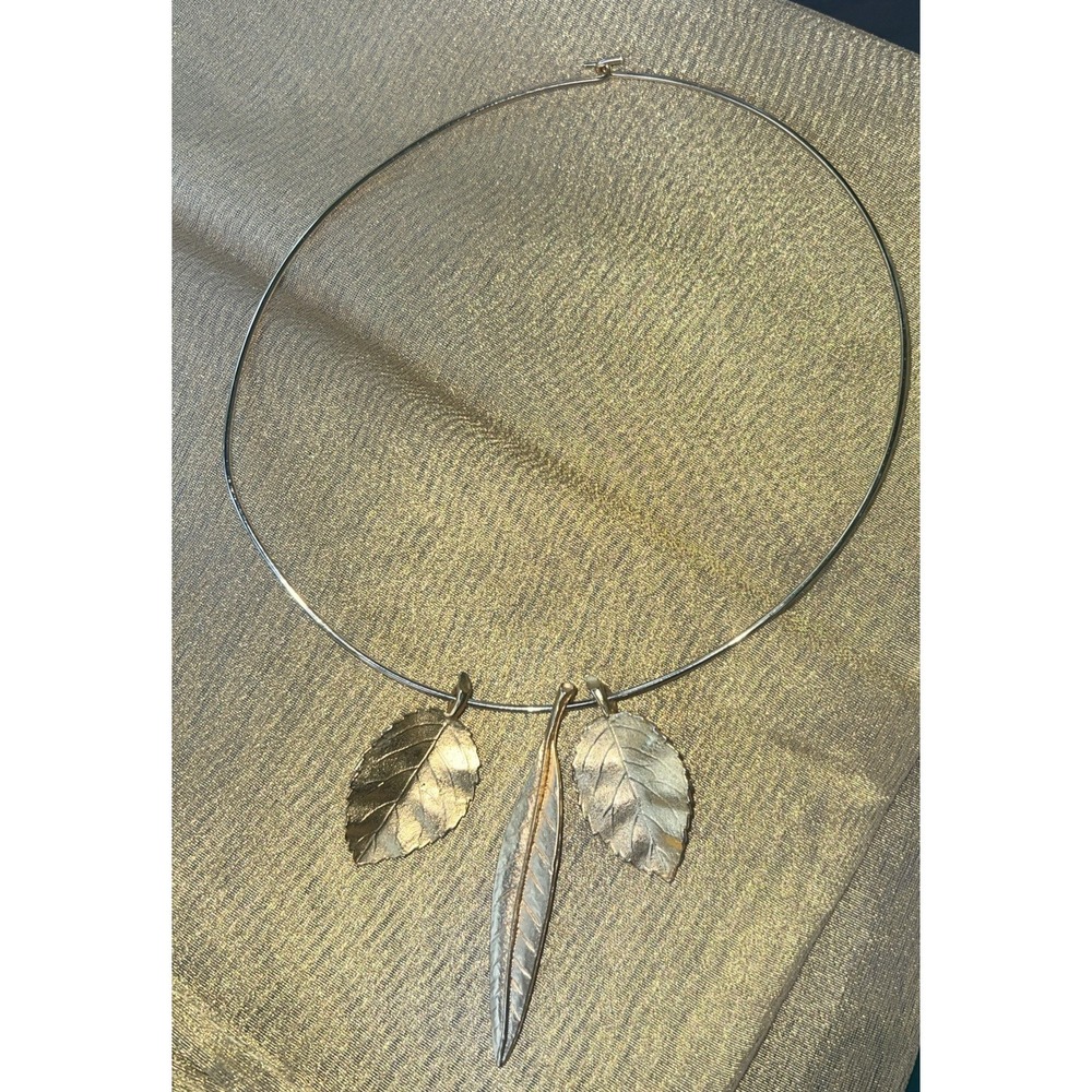 Kenneth Lane Vintage Gold Tone Choker Necklace Leaves Signed